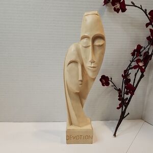 DEVOTION Neutral Colored Abstract Sleepy Lovers Couple Sculpture - Home Art